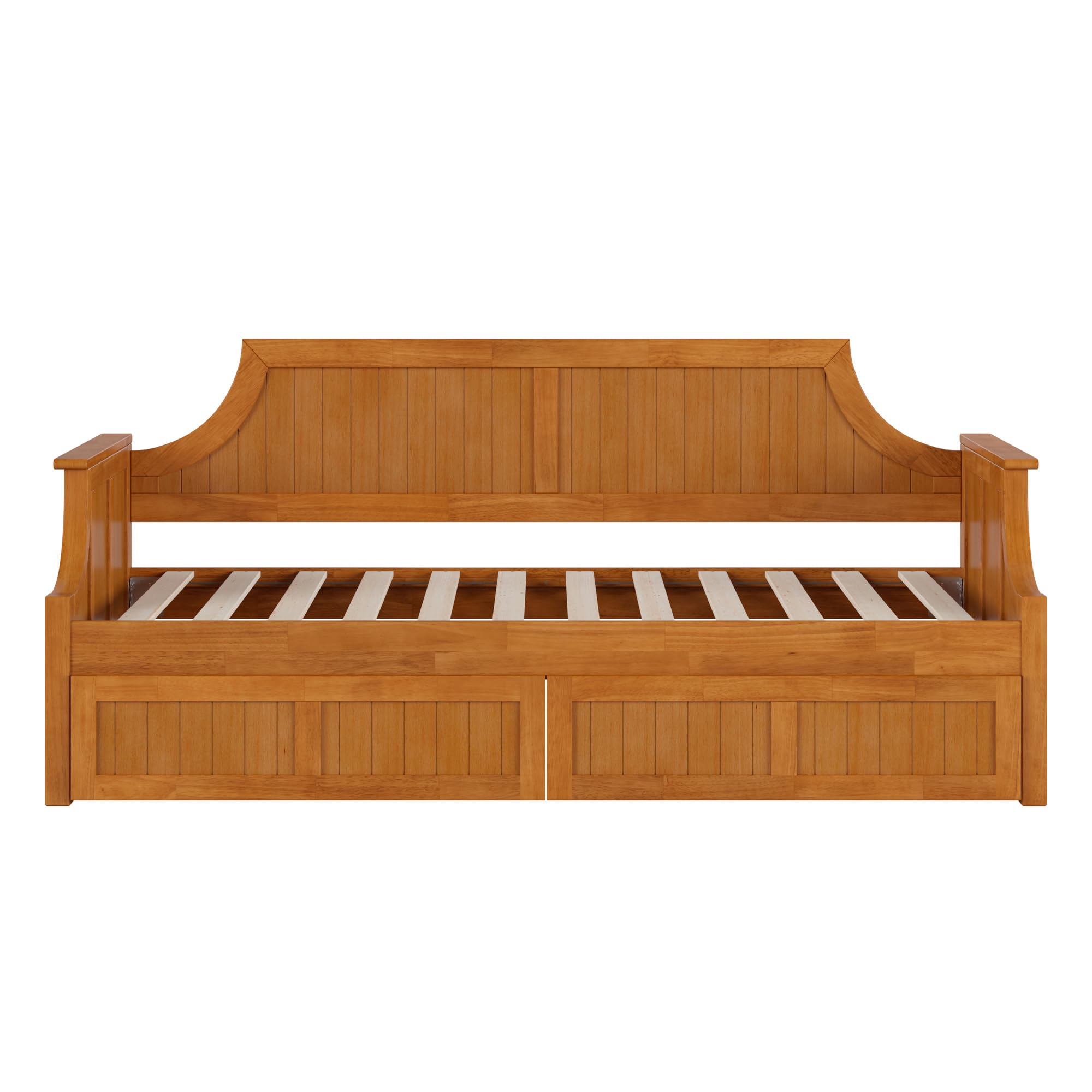 AFI, Cambridge Twin Size Wood Daybed Frame with 2 Storage Drawers, Light Toffee