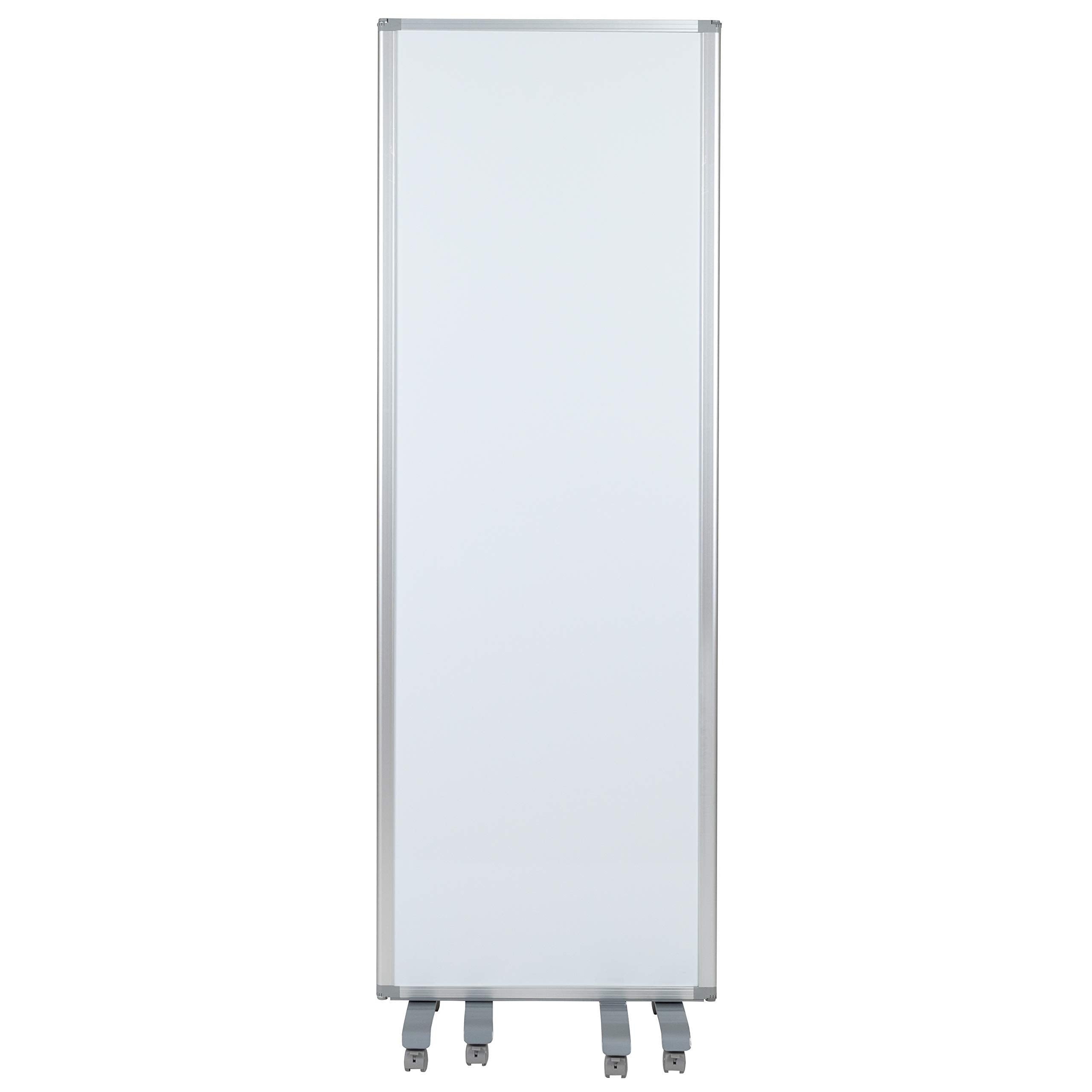Flash Furniture Raisley 3-Section Mobile Magnetic Whiteboard Partition for Classrooms or Offices, Rolling Dry Erase Board Room Divider, 72"H x 24"W