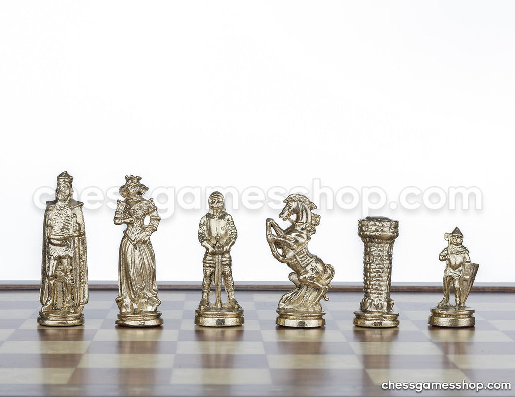 Chess and Games Shop Muba Luxury Handmade Chess Set - Brass Chessmen, Rosewood Mosaic Chess Board - Gift Item, 2 Players, Age 8+