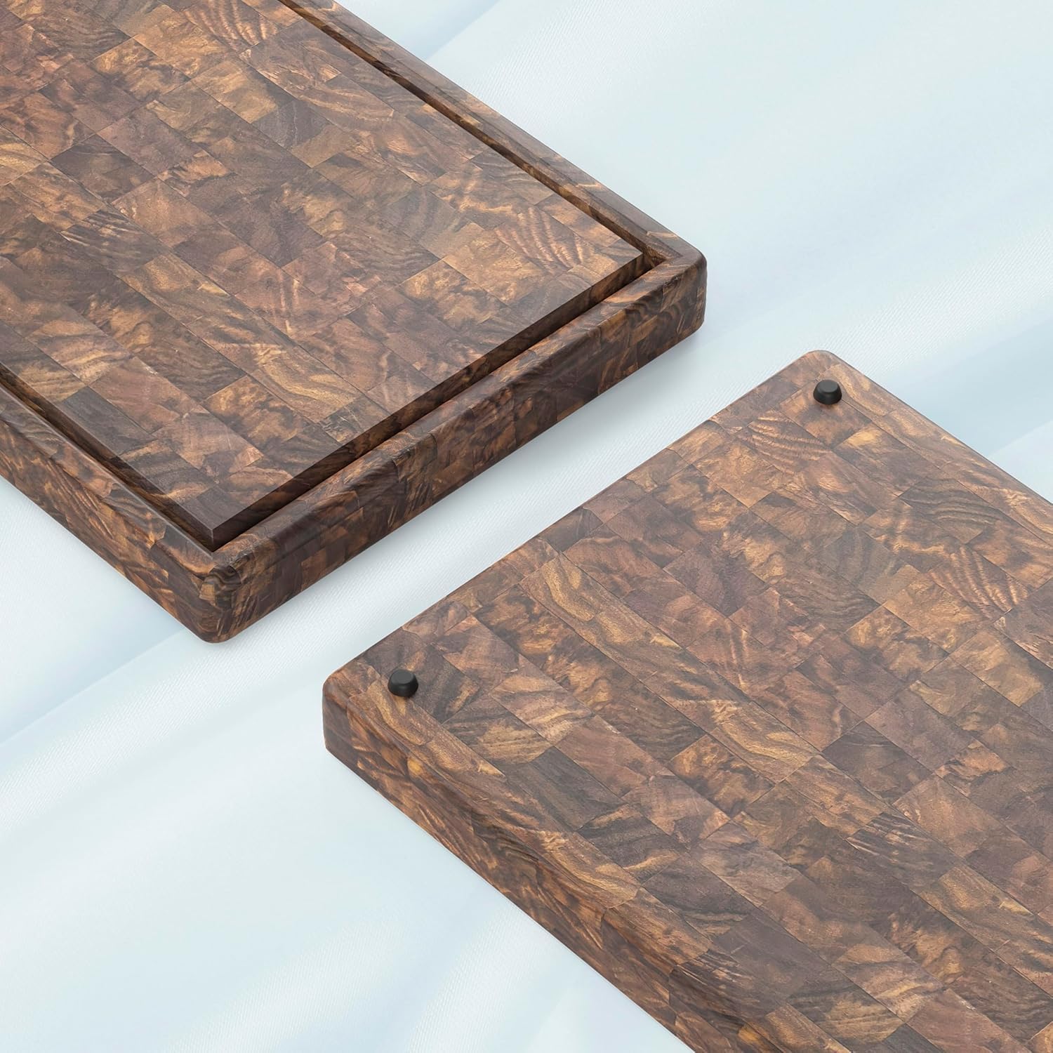 Virginia Boys Kitchens - Made in USA - Walnut Wood Cutting Boards (20"x16" End Grain with Feet and Juice Groove)