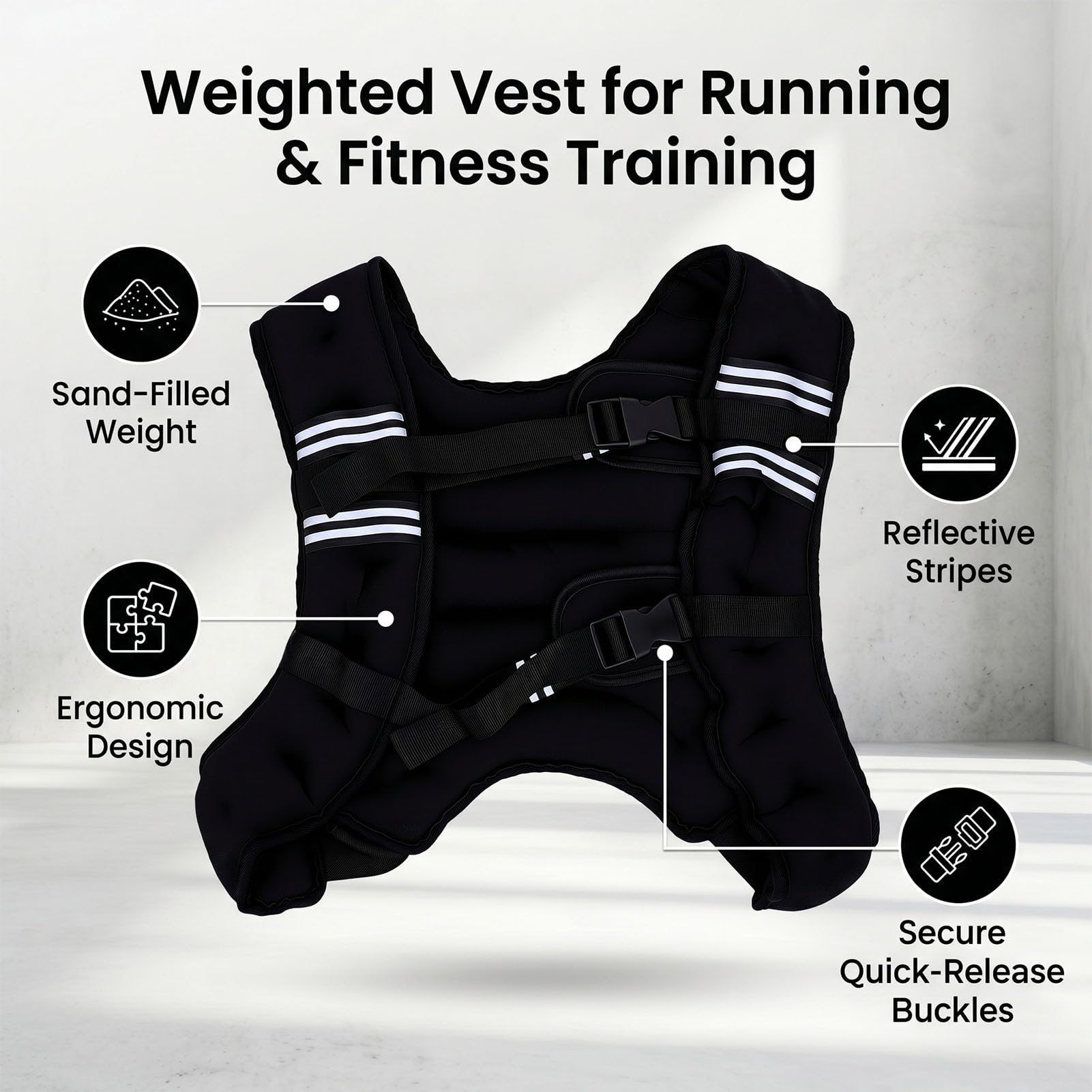 Luocute Weighted Vest, Adjustable Neoprene Body Weight Vest with Reflective Stripe for Men Women Strength Training Running Workout Jogging (5KG)