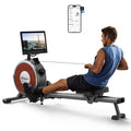 MERACH Rowing Machine with 15.6" HD Rotating Screen, Magnetic Rowing Machines for Home, 16 Levels Rower Machine of Quiet Resistance, Dual Slide Rail with Max 350lbs Weight Capacity, App Compatible