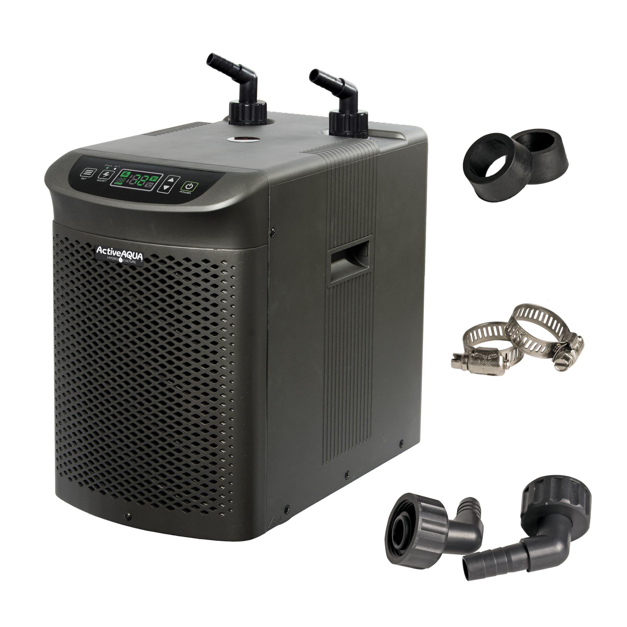 Active Aqua Hydroponic Water Chiller for Aquaponics, Plunge Baths and Aquariums, 0.25 HP - Portable Cooling System with Boost Function for 40-92 Gallon Reservoirs, Pure Titanium Evaporator Cooler