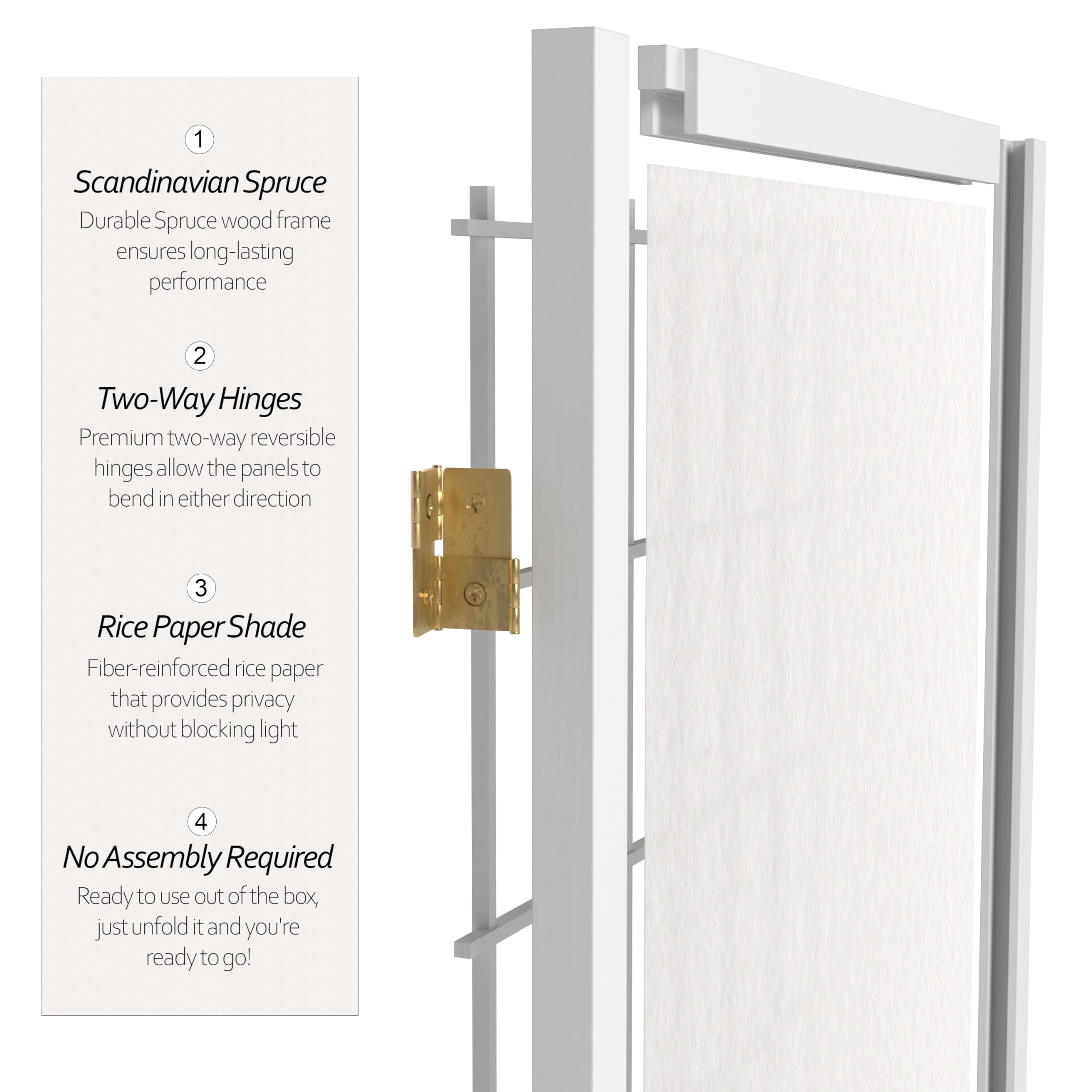 Red Lantern 5 ft. Tall Window Pane Shoji Screen - White - 6 Panels