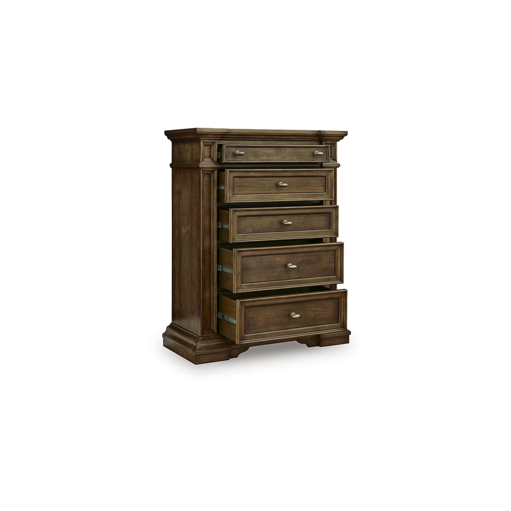 Signature Design by Ashley Thoridan Traditional 5-Drawer Chest with Safety Stop and Anti -Tipping, Dark Brown