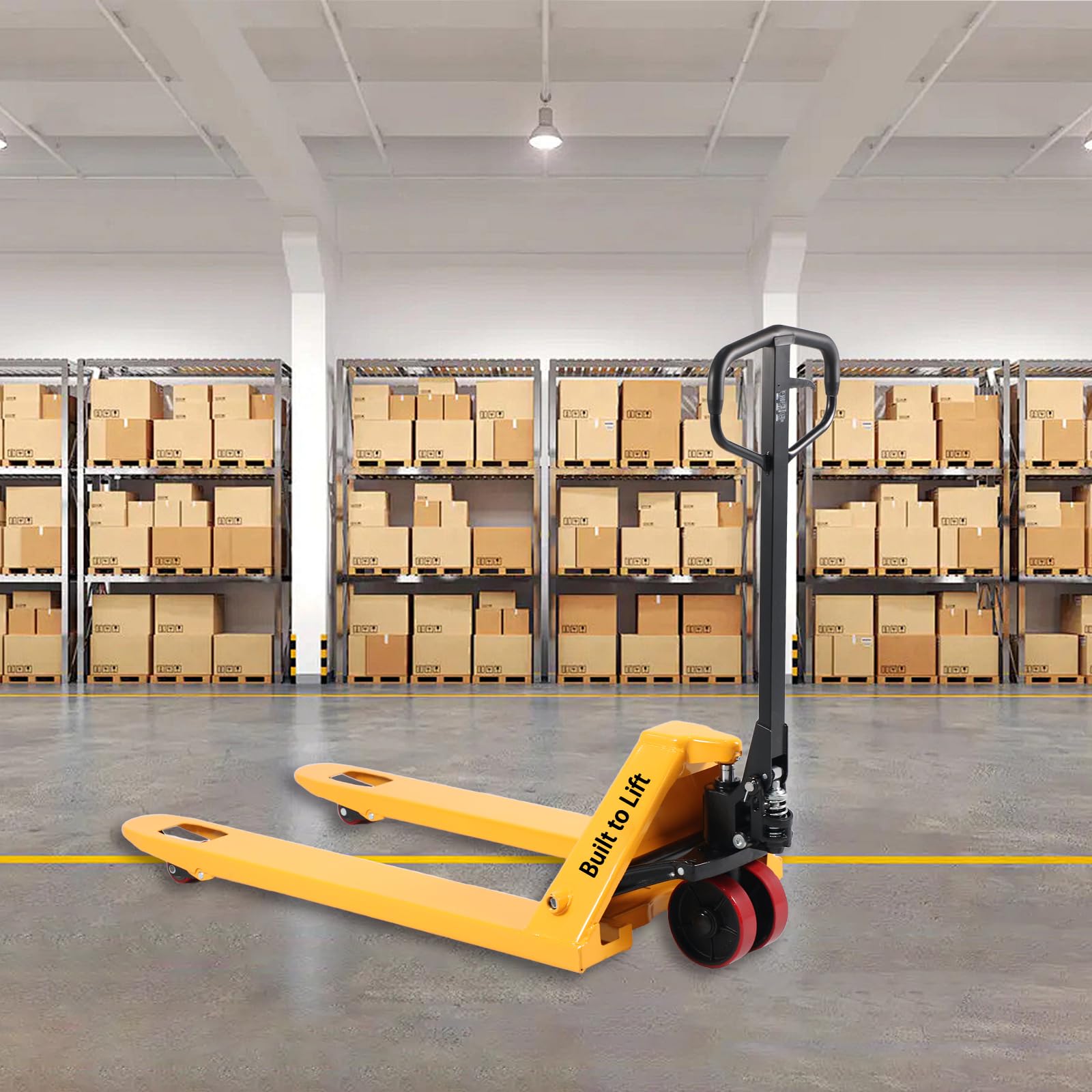 Built to Lift Pallet Jack Truck, 5500lbs Capacity 27" W x 48" L Forks Manual Standard Duty Pallet Truck for Warehouse