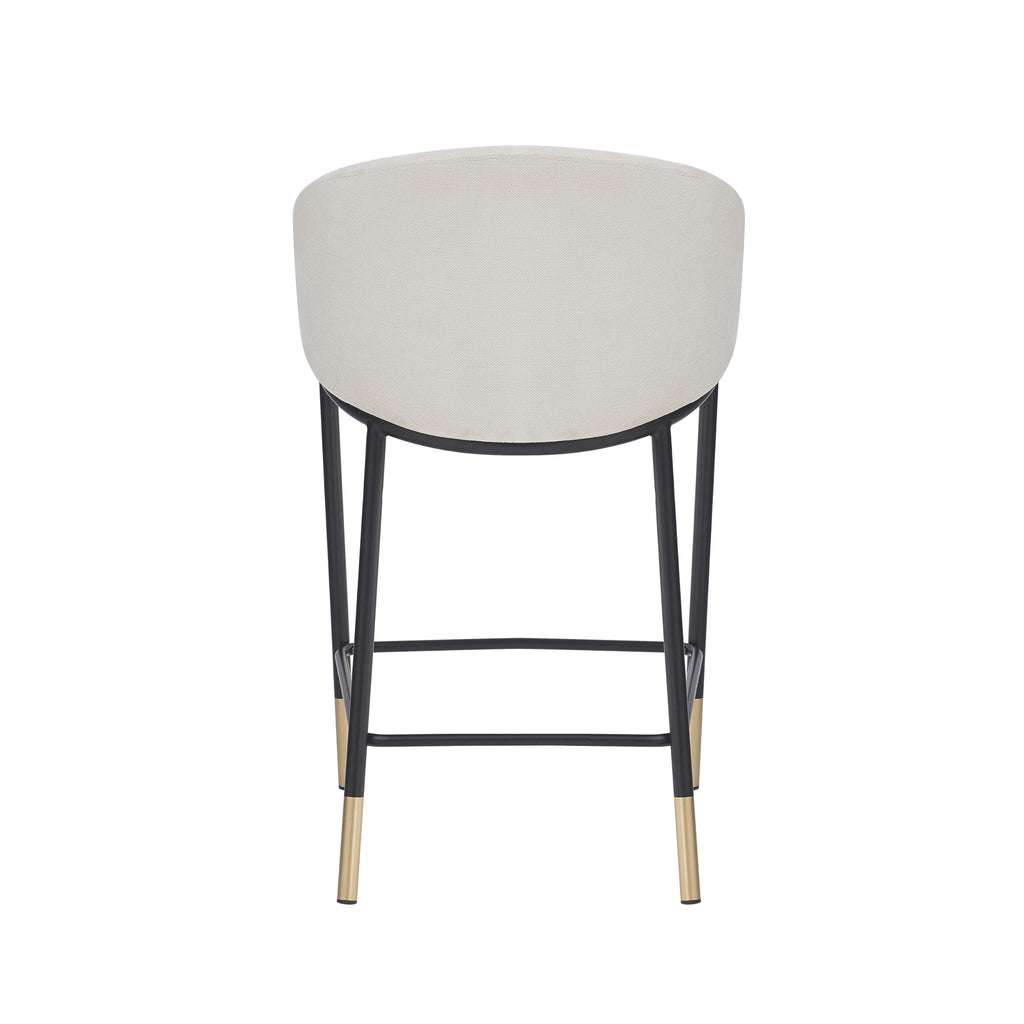 Christopher Knight Home Jymer Modern Counter Stool Set of 2, Kitchen Counter Height Bar Stool, Cocktail Stool with Curved Backrest, Fabric Upholstered Armchair for Home Bar Table, Beige+Gold+Black