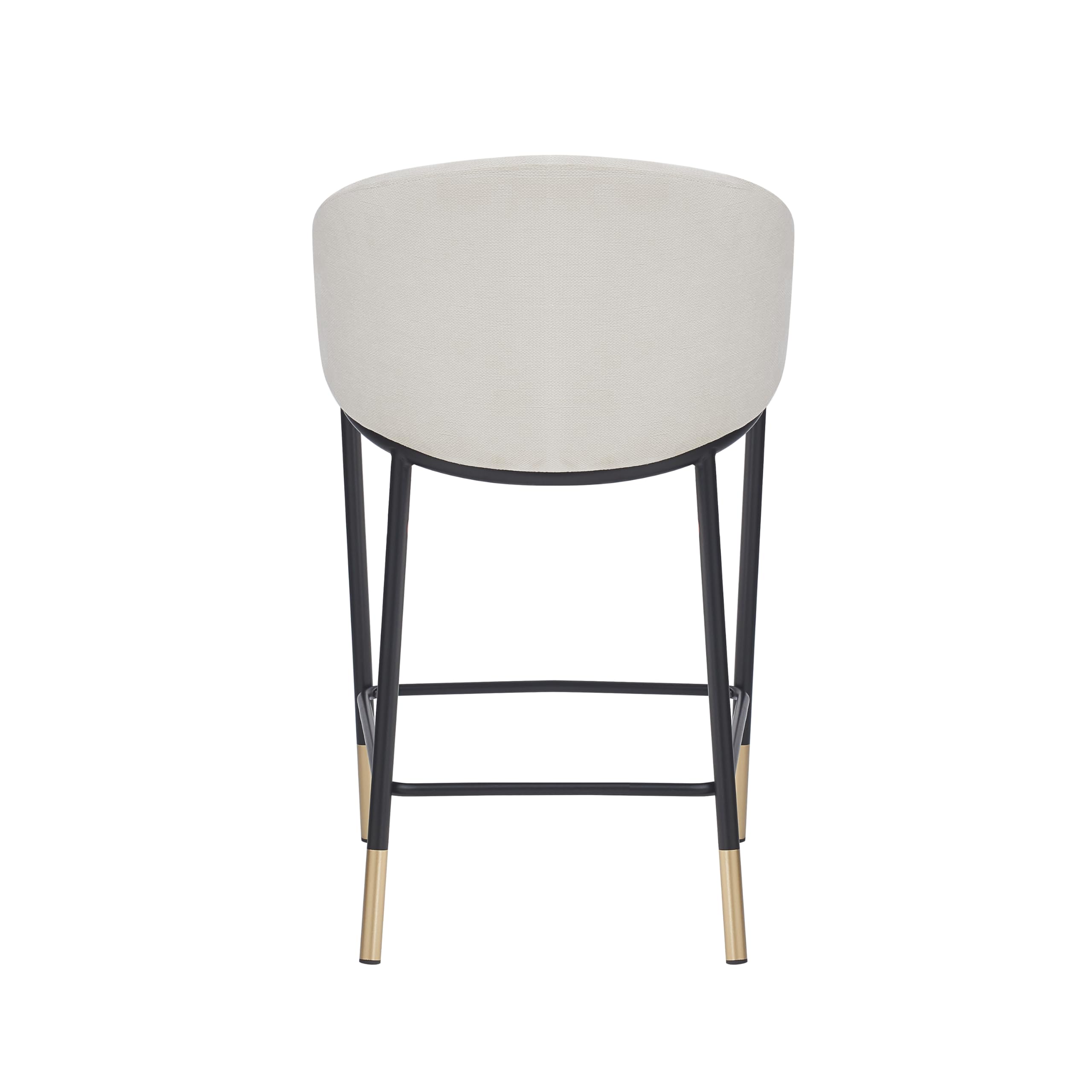 Christopher Knight Home Jymer Modern Counter Stool Set of 2, Kitchen Counter Height Bar Stool, Cocktail Stool with Curved Backrest, Fabric Upholstered Armchair for Home Bar Table, Beige+Gold+Black