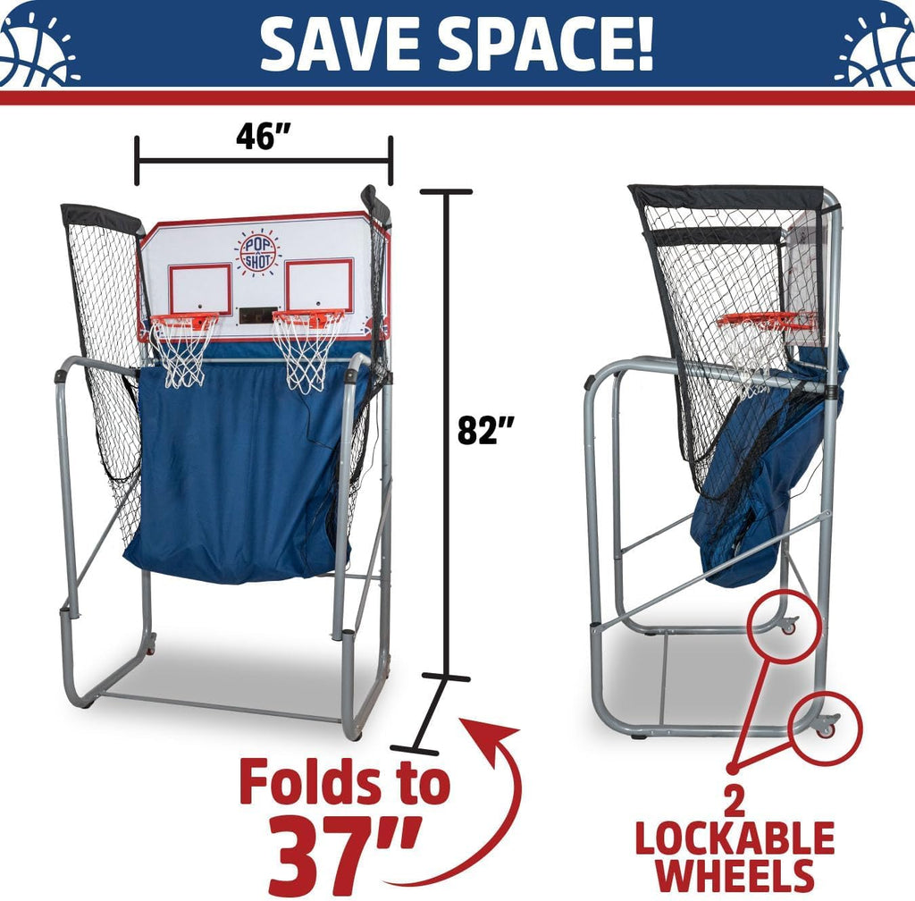 Pop-A-Shot - Home Dual Shot with Los Angeles Lakers NBA Graphics l Sensor Scoring l 16 Game Modes l 7 Balls l Foldable Storage l for All NBA Fans