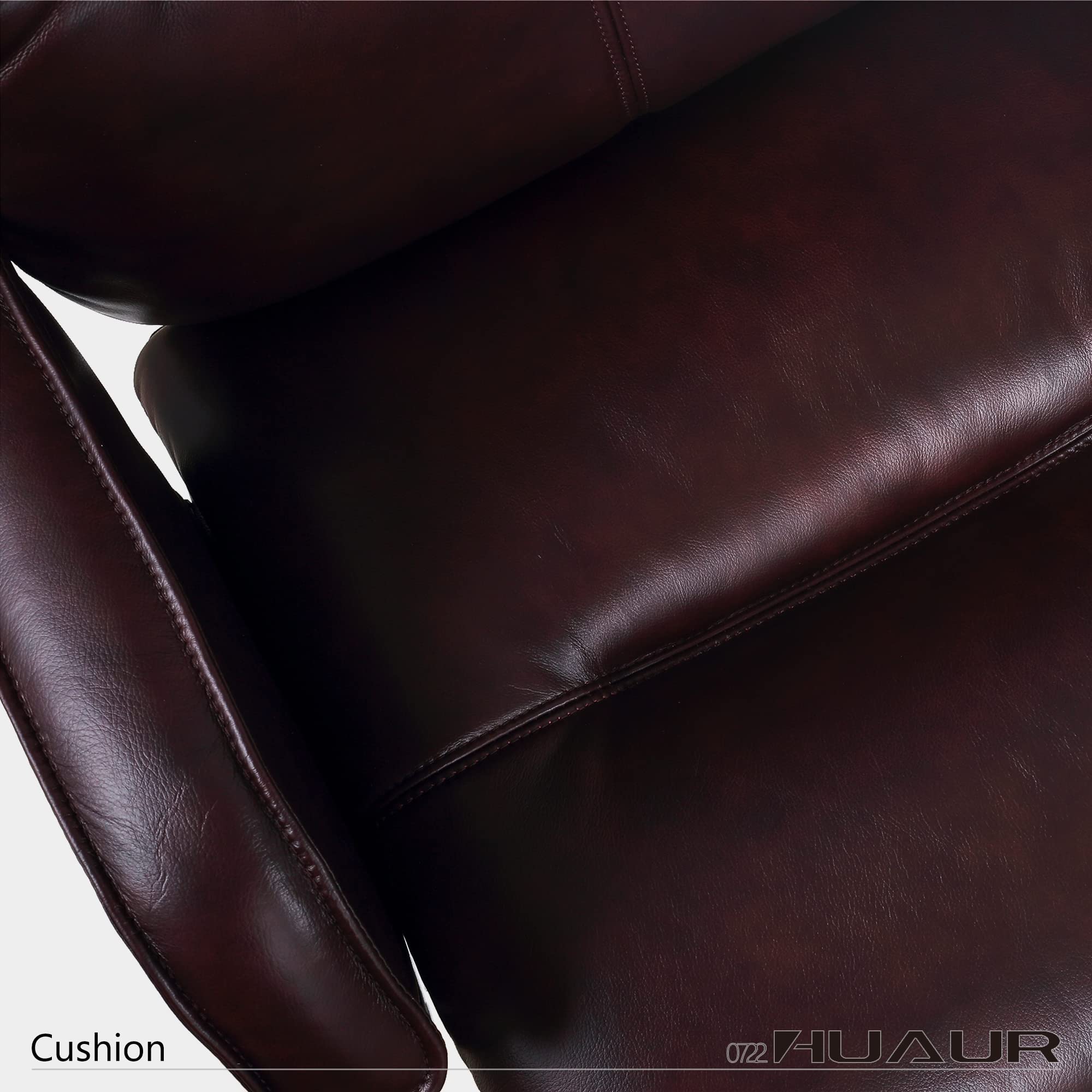 HUAUR Genuine Leather Modern Executive Chair High-Back Support 90 to 150 Degrees Tilt and Upholstered Home Desk Chair with Base 360LB Capacity Swivel Computer Office Chair (Brown)