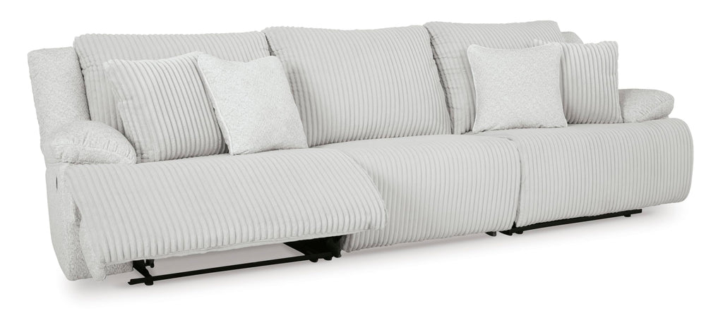 Signature Design by Ashley Top Tier Coastal 3-Piece Reclining Sectional Sofa with 4 Accent Pillows, Light Gray