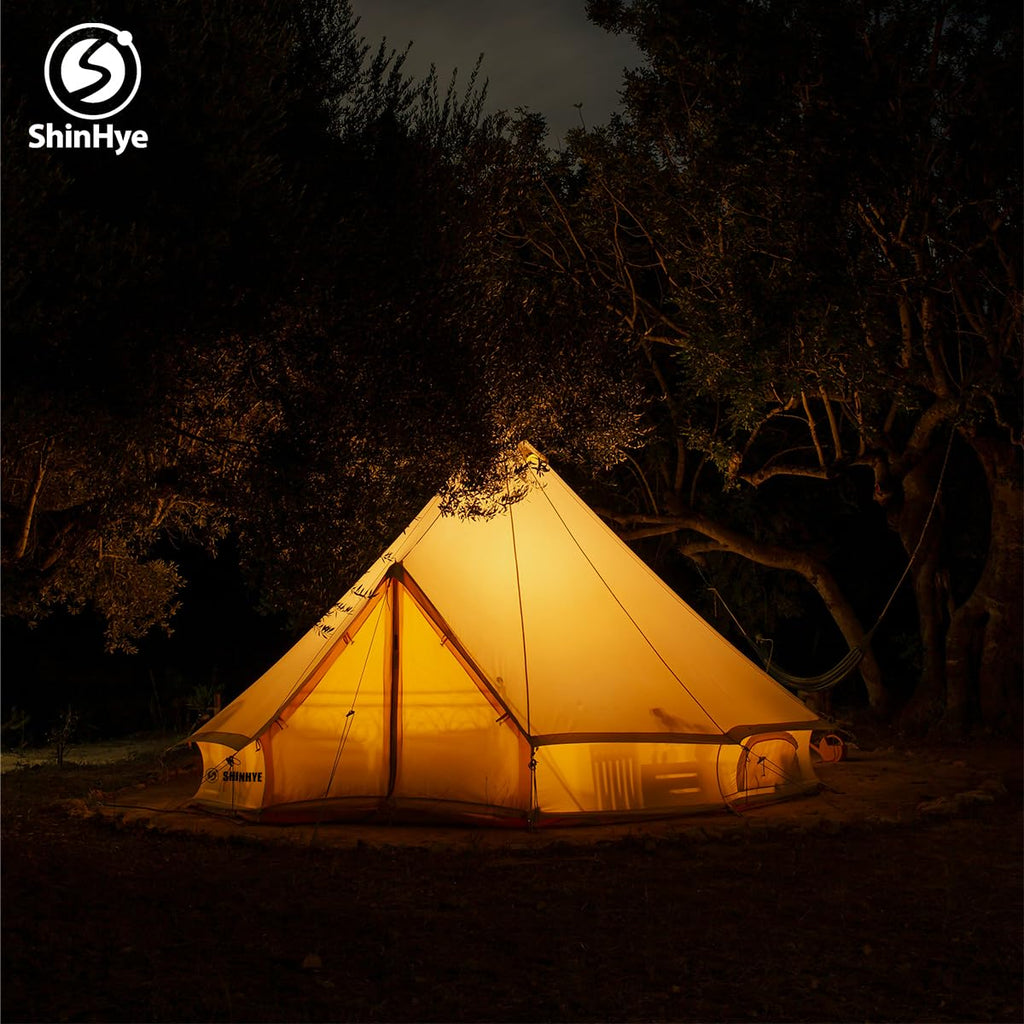 ShinHye Canvas Bell Tent Yurt Tent 4 Seasons for Camping 100% Cotton Glamping Tents with Stove Jack, Family Camping Outdoor Hunting Party (5M- 16.4FT)