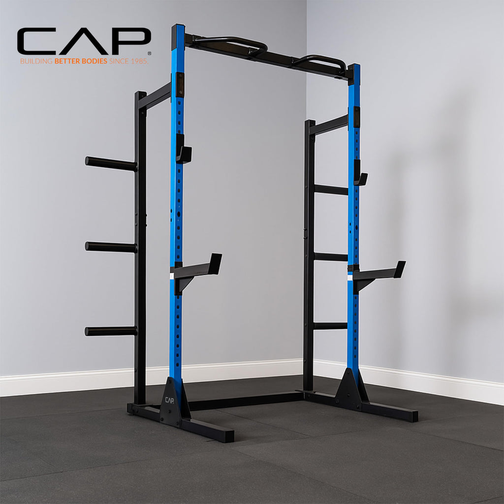 Cap Power Rack with Pull Up Bar & Attachments - Squat Rack & Strength Training Power Cage for Home Gym - Orange
