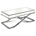 Furniture of America Luxy Glam Mirrored Top Metal 48 in. Rectangle Coffee Table for Living Room, Bedroom, Chrome Silver