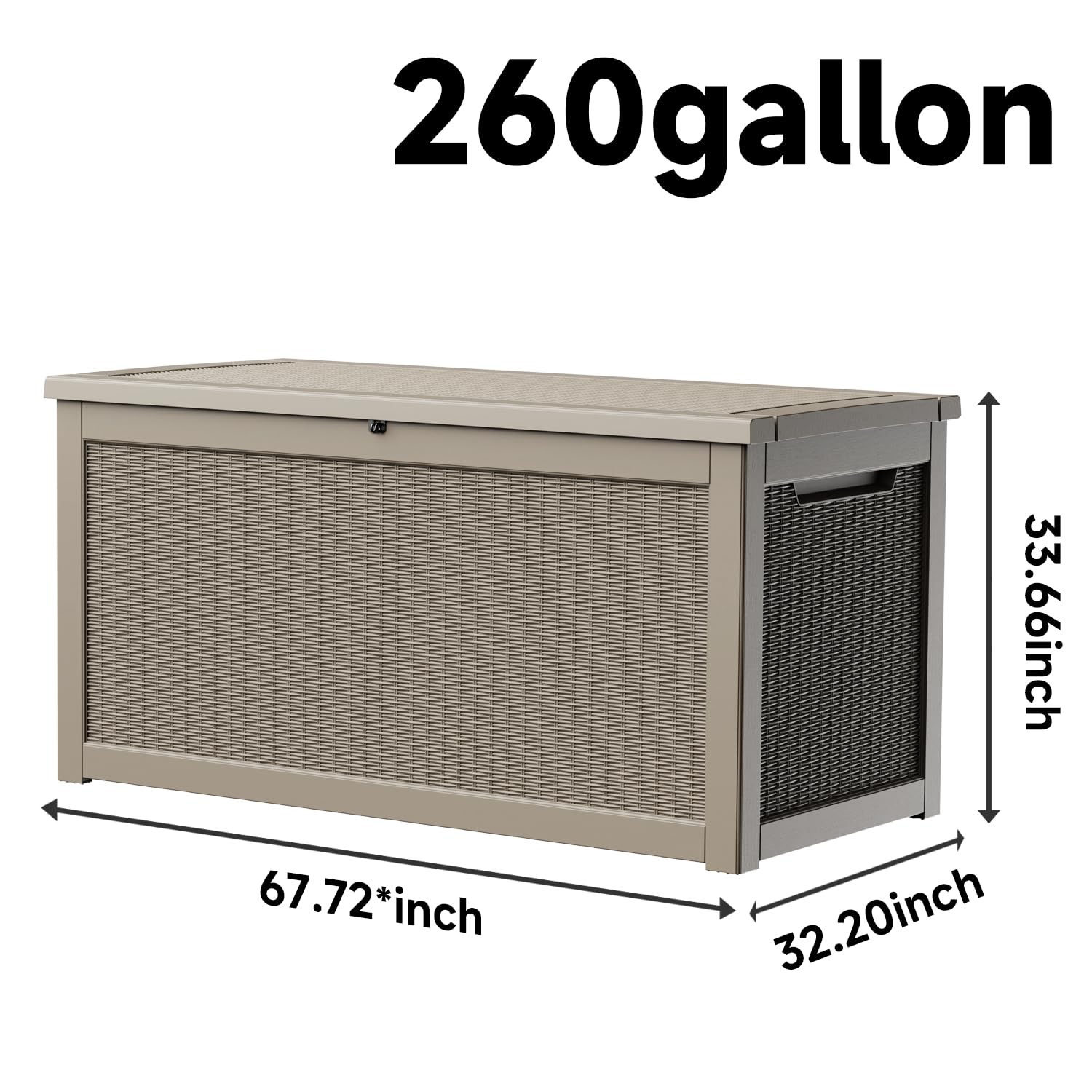 Trygoal 260 Gallon Deck Box, Waterproof Resin Outdoor Storage Box Lockable for Patio Furniture, Fade Resistant Patio Side Table & Organizer for Garden Tools, Pool Float, Outdoor Cushions, Light Coffee