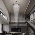 APBEAM Modern Large Crystal Chandelier for High Ceilings, Raindrop Round Large Foyer Chandelier, Luxury Flush Mount Ceiling Light Fixture for Stairse Entryway Living Room Dia 32" x H 96"-12 Lights