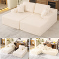 WHGBJA 79'' Convertible Sleeper Sofa Bed, 3-in-1 Foldable Floor Couch with Corduroy Upholstery, No Assembly Loveseat, Light Brown Lounge Mattress for Living Room, Studio, Guest Room (Beige)