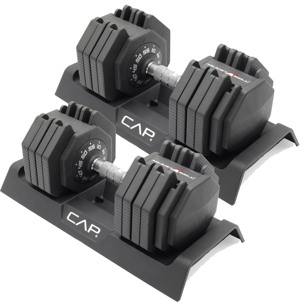 CAP Barbell 55 lb Pair of Adjustable Dumbbells with Full Rotation Chrome Handle