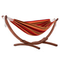 Vivere Fade and Weather-Resitant Brazilian Hammock with Solid Pine Arc Stand - 450 lb Weight Capacity