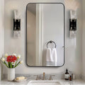 ANDY STAR 30”x48” Black Bathroom Mirror, Wall Mirror for Bathroom, Rounded Rectangle Mirror in Premium Stainless Steel Metal Frame Hangs Horizontal Or Vertical (Matte Black)