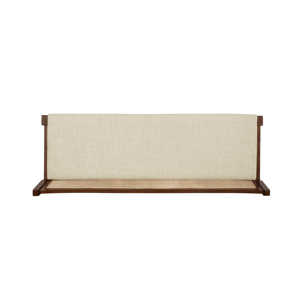 Powell Kasi Brown and Natural Rattan Cane Low Back Wooden Accent Bench
