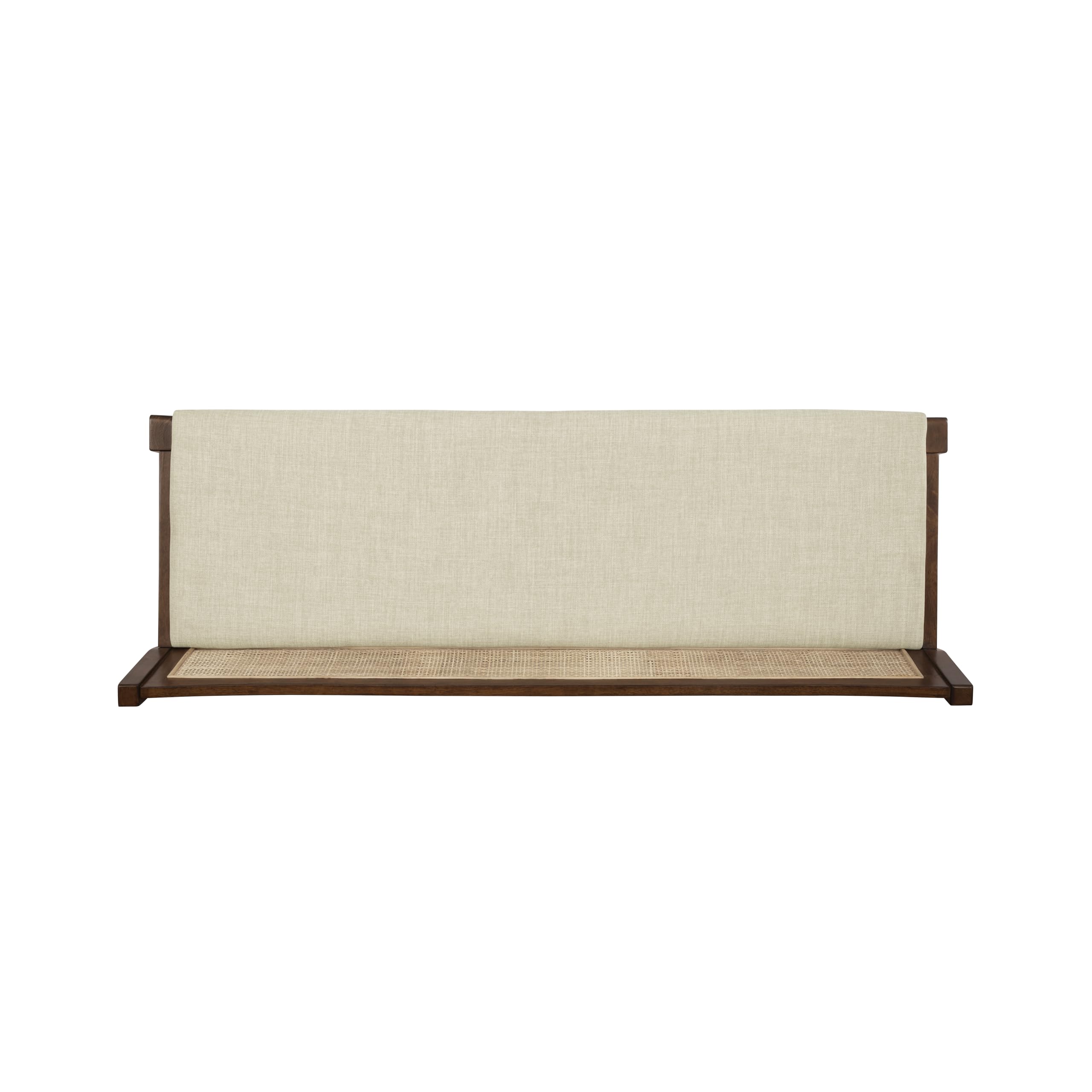 Powell Kasi Brown and Natural Rattan Cane Low Back Wooden Accent Bench