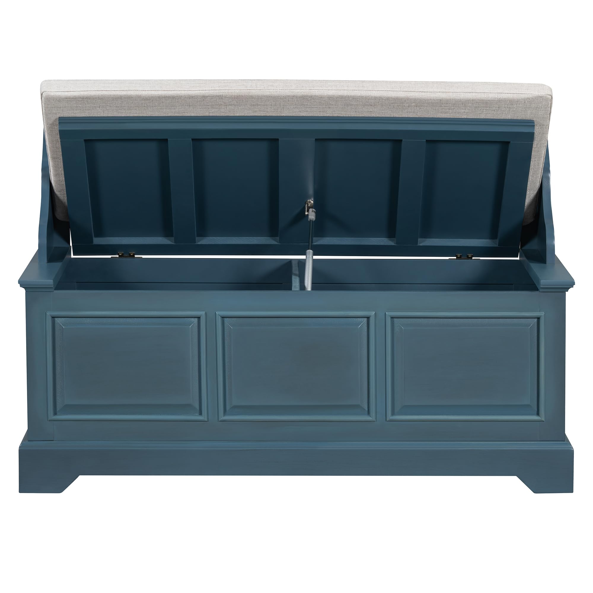 Merax 41.7" Retro Shoe Storage Bench with Safe Soft-Close Devices and Hidden Storage for Living Room and Entryway,Antique Navy