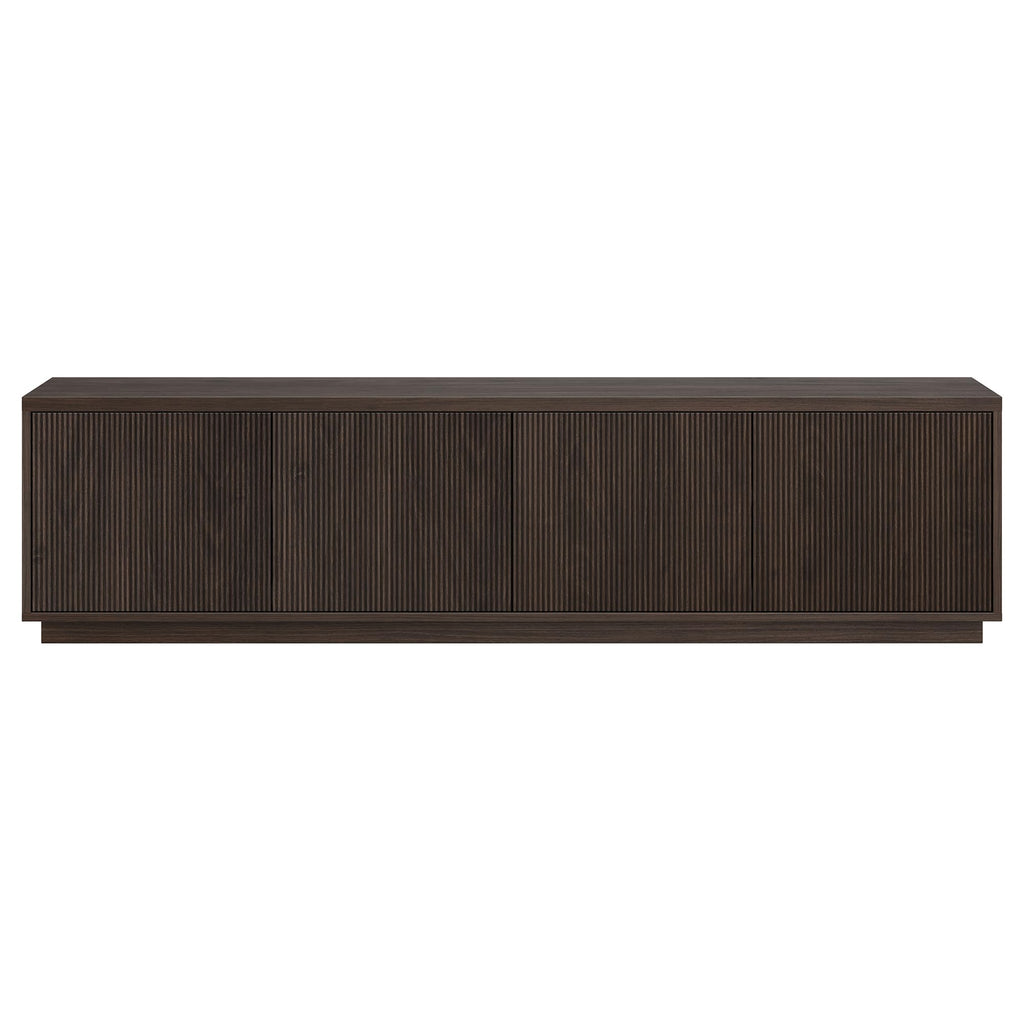 Henn&Hart Fluted TV Stand for TVs up to 85" with 2 Concealed Ribbed Storage Cabinets and Adjustable Shelves for Living Room, Family Room, or Office, Rich Brown