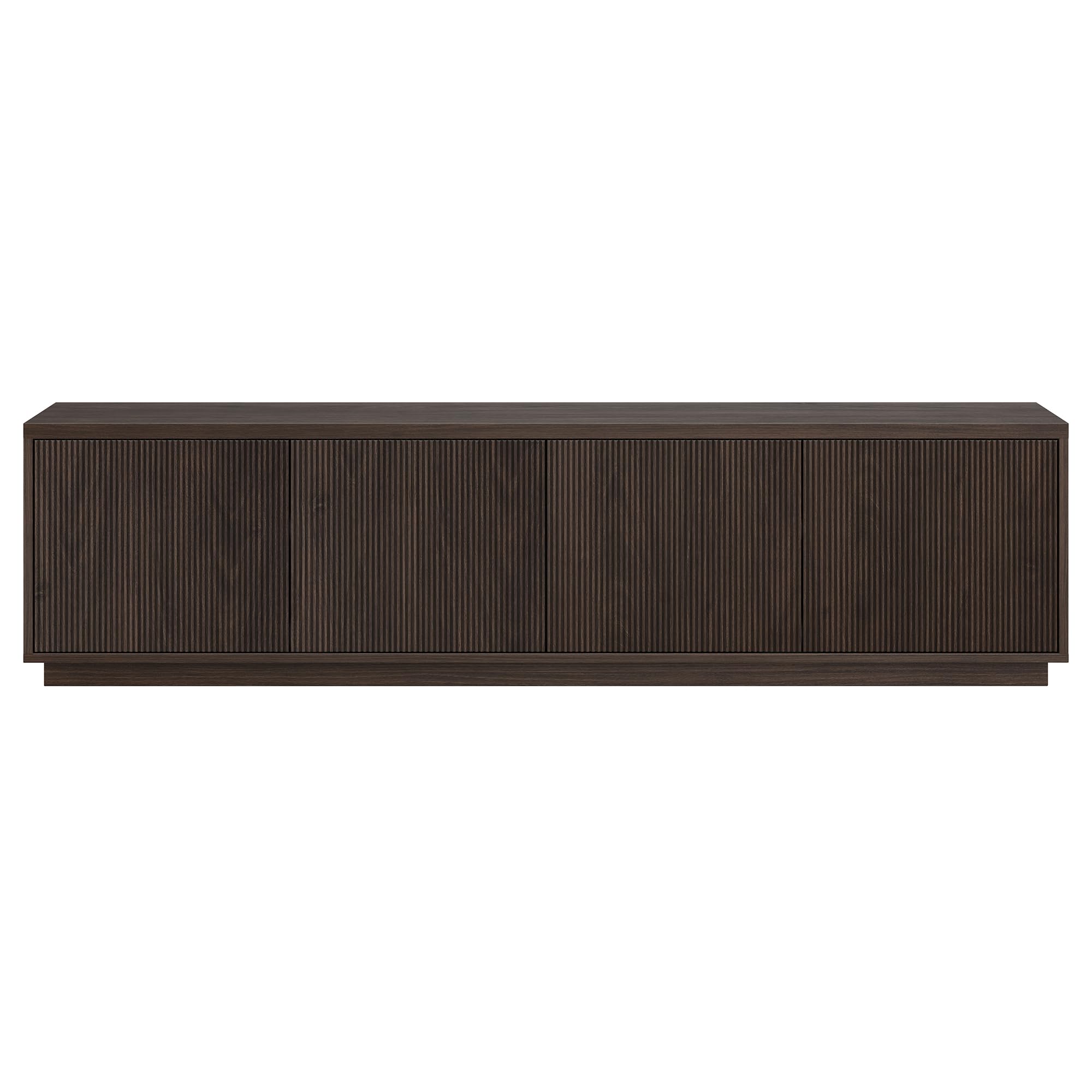 Henn&Hart Fluted TV Stand for TVs up to 85" with 2 Concealed Ribbed Storage Cabinets and Adjustable Shelves for Living Room, Family Room, or Office, Rich Brown