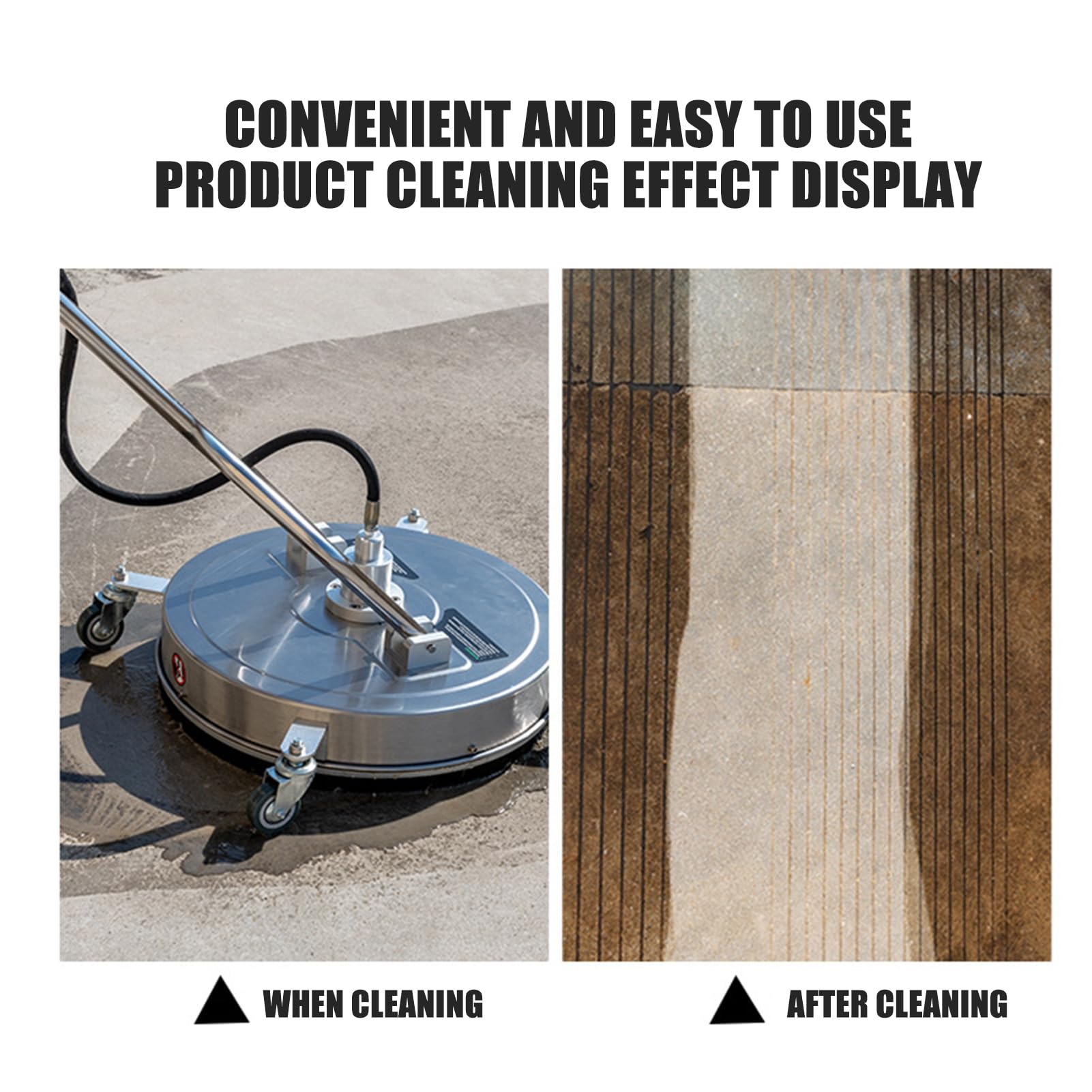 TRELVEX Pressure Washer Surface Cleaner Heavy-Duty Surface Cleaner Pressure Washer Surface Cleaner with Wheels Stainless Steel Housing Quick Connector Power Washer Attachment Stainless Steel