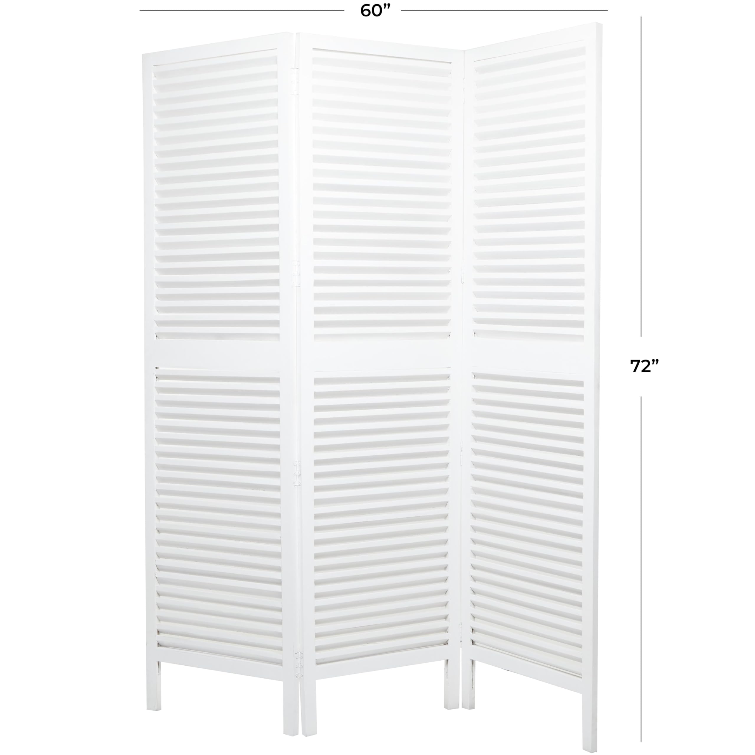 Deco 79 Mango Wood Partition Room Divider Screen Hinged Foldable Partition 3 Panel Privacy Screen with Carved Design, Room Partition 60" x 1" x 70", White