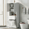 Virubi Tall Bathroom Cabinet with Storage, Wood Tall Bathroom Storage Cabinet with Adjustable Shelves, Freestanding (White)