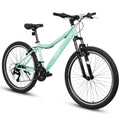 HIWORK Mountain Bike 26 Inch, High Density Carbon Steel Frame Girls Bike with 21-Speed Front Suspension Dual V-Brakes, Bike for Teenagers Girls Womens Bicycle | Light Green