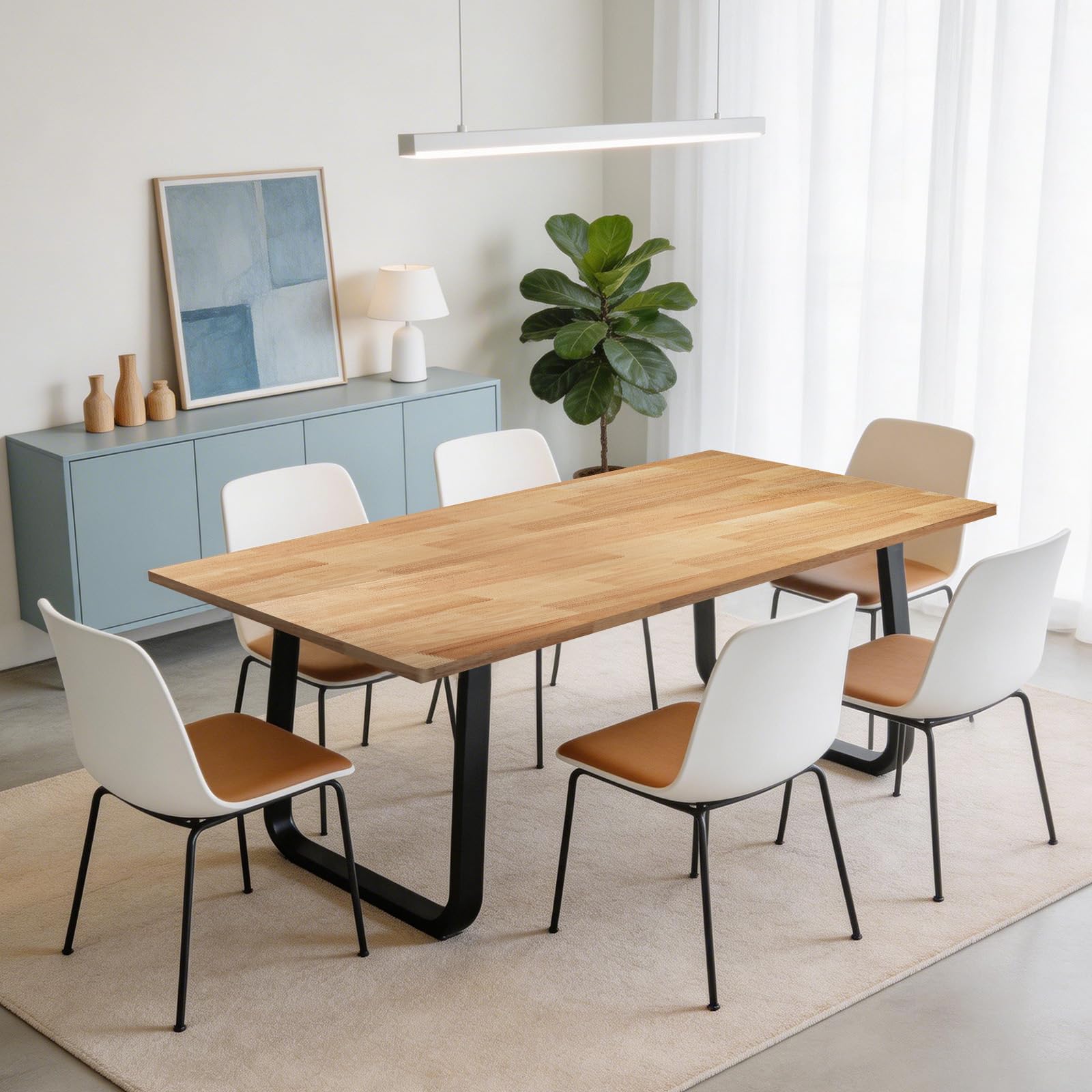 72 x 30in Solid Rubber Wood Butcher Block Table Top – 1 Inch Thick Natural Light Finish for Standing Desk, Office Table, Workbench, Kitchen Island & DIY Furniture Projects