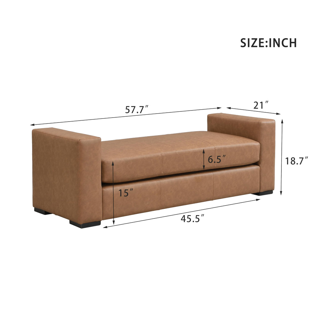 Christopher Knight Home Mosley Faux Leather Upholstered Ottoman Bench, Rectangular Foot Stools Ottoman, Wooden Ottoman Footrest, Bedroom End of Bed Footstool, Living Room Sofa Extra Seat, Brown