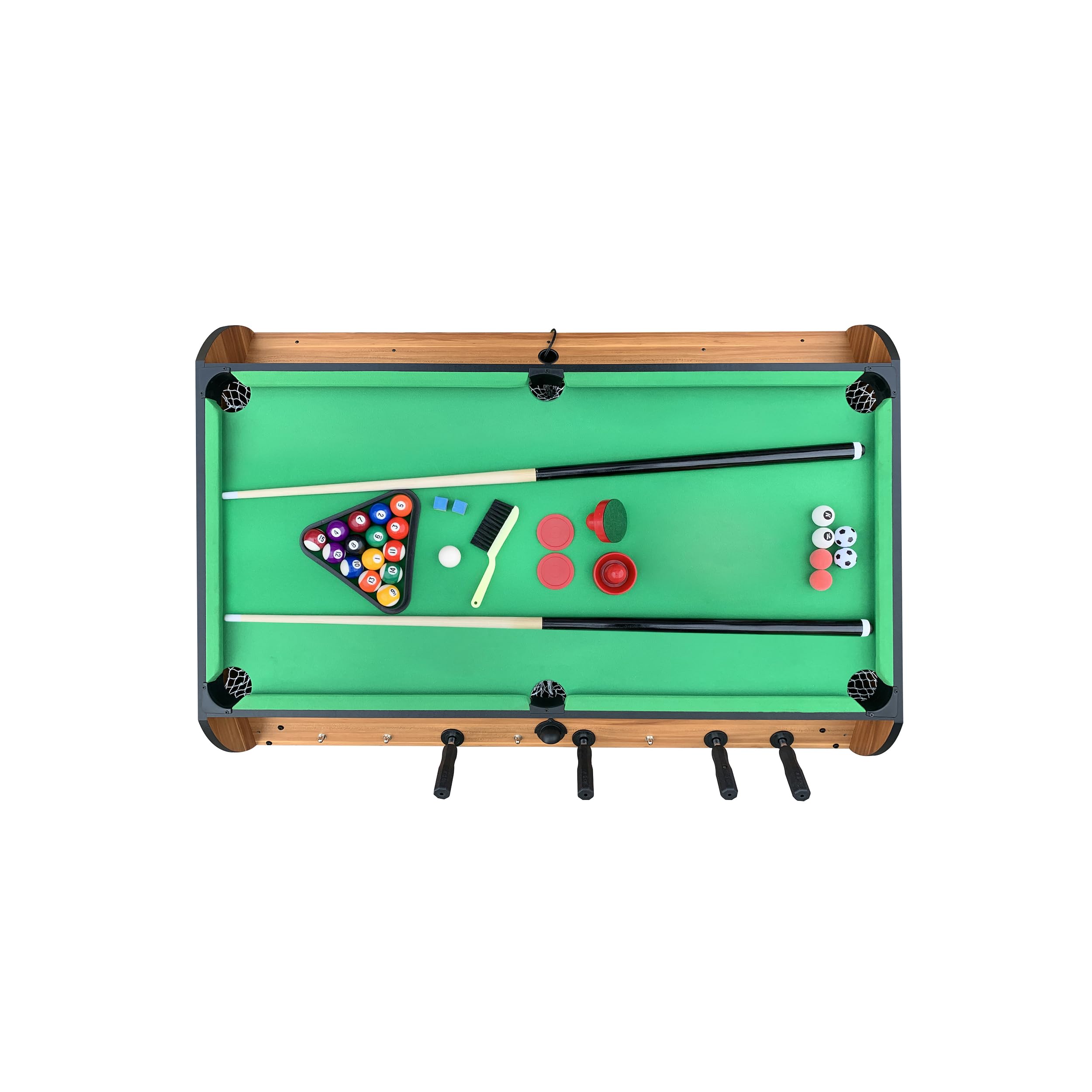 KICK Triplex 55″ Telescopic Rods 3-in-1 Swivel Multi Game Table (Brown) – Foosball, Pool/Billiards & Air Hockey