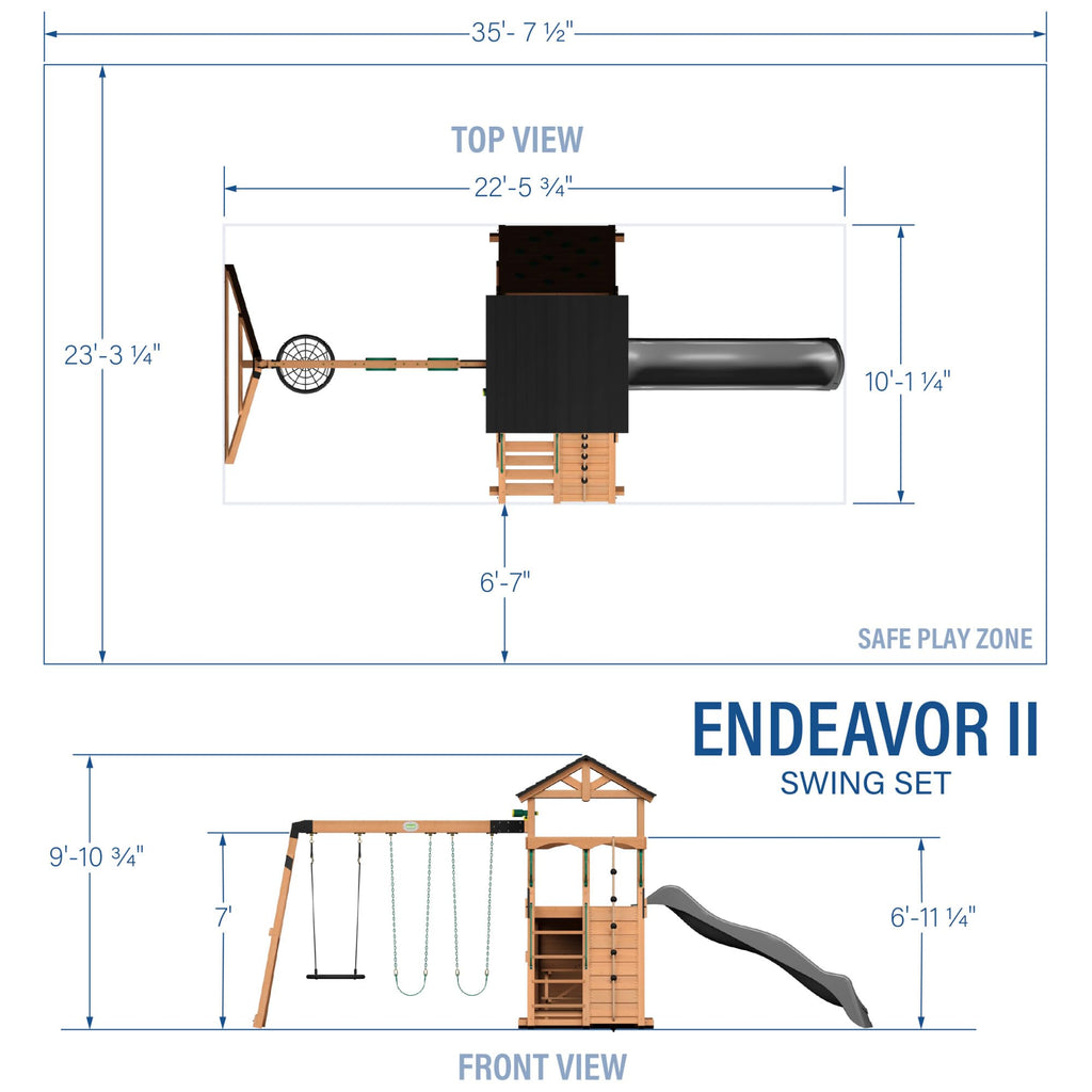 Backyard Discovery Endeavor II Cedar Wood Swing Set with Wave Slide, Play Deck, Double Rock Wall, Picnic Table, Climbing Wall, Belt Swings, Web Swing, Toy Telescope, Step Ladder, Outdoor Playset