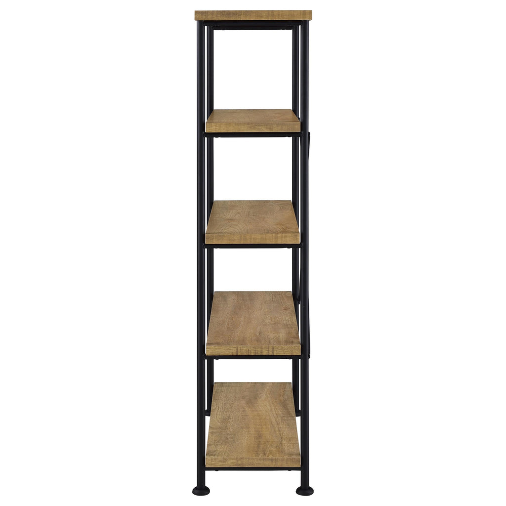 Coaster Home Furnishings - Analiese - Wood and Metal - 4-Tier Bookshelf with Open Shelves, X-Back Bracing, and Rectangular Frame - Home Office - 63-Inch - Mango - 802003