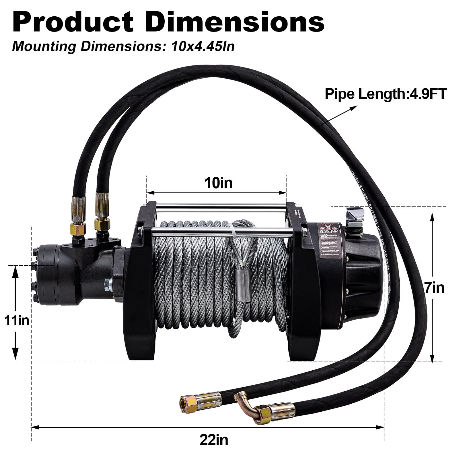 CXRCY Hydraulic Winch 1/2"x78FT Steel Cable - BMR100 Motor, 36:1 Gear Ratio - Great for Wreckers, Trailers & Vehicle Recovery（20000LBS）