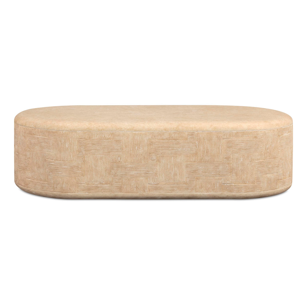 Tov Furniture Suraya Faux Travertine Concrete Rounded Coffee Table