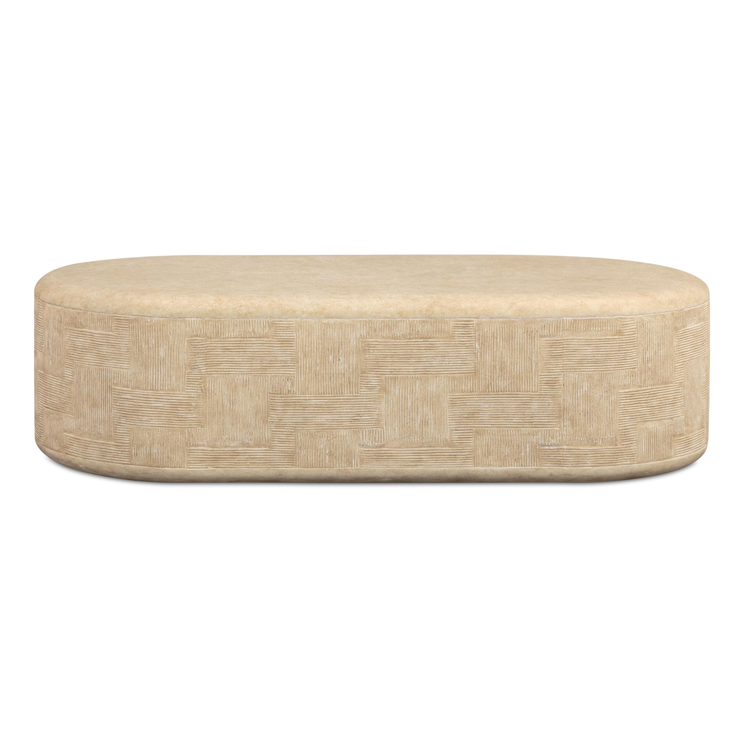 Tov Furniture Suraya Faux Travertine Concrete Rounded Coffee Table