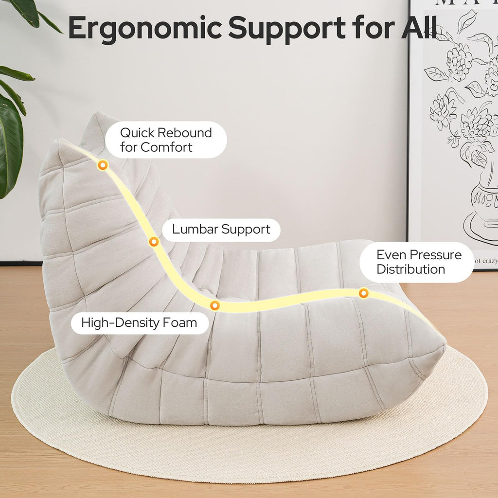 OTDMEL High-end Bean Bag Chair, Fireside Togo Chair with Light Gray Suede Fabric Cover, Comfy & Soft Lazy Floor Lounge Sofa Counch for Bedroom, Living Room, Office or Lounger
