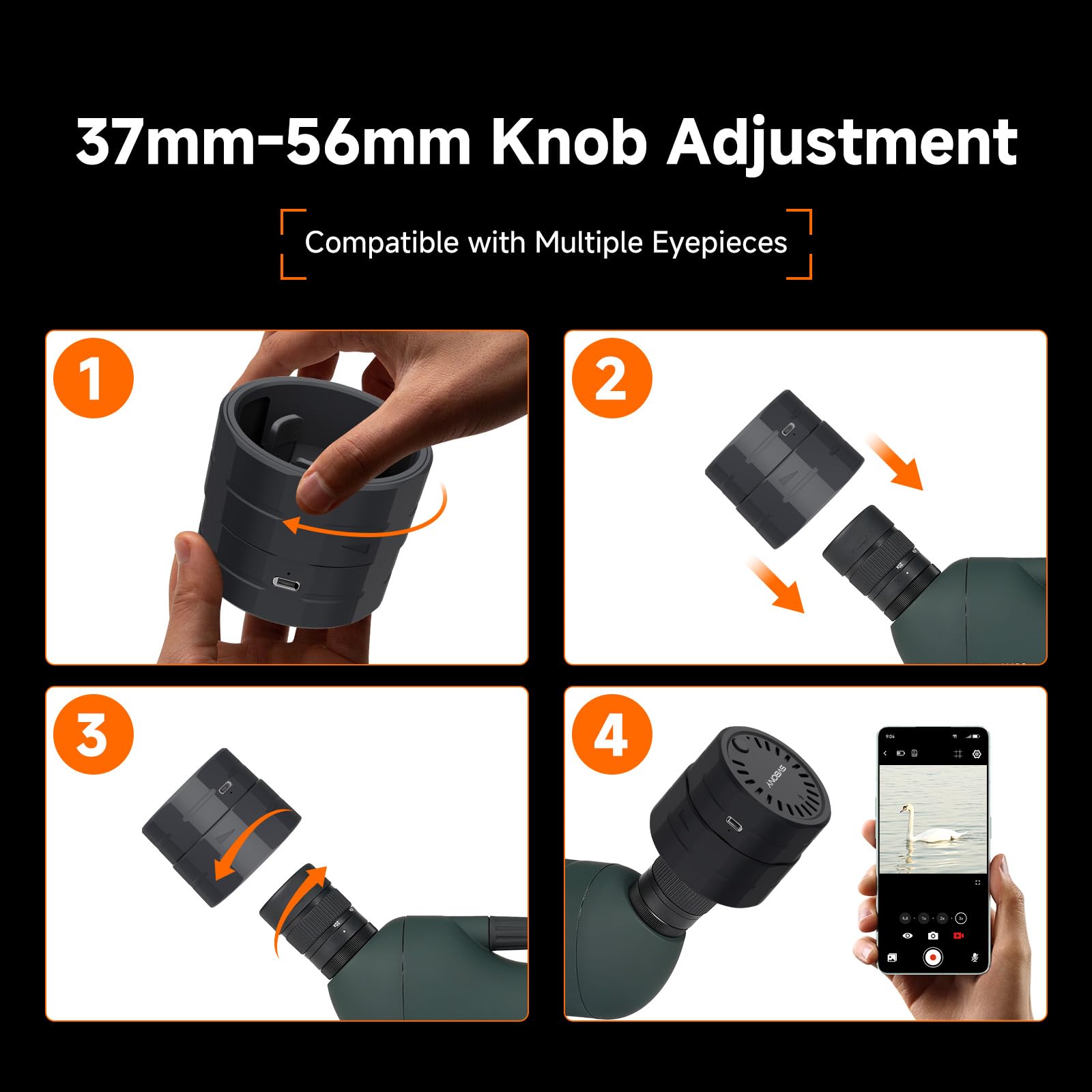 SVBONY SV13 Spotting Scope with SC002 WiFi Camera for Digiscoping, Waterproof & Fofproof, 20-60x80mm Long Range Spotter Scope for Wildlife Observation, Bird Watching
