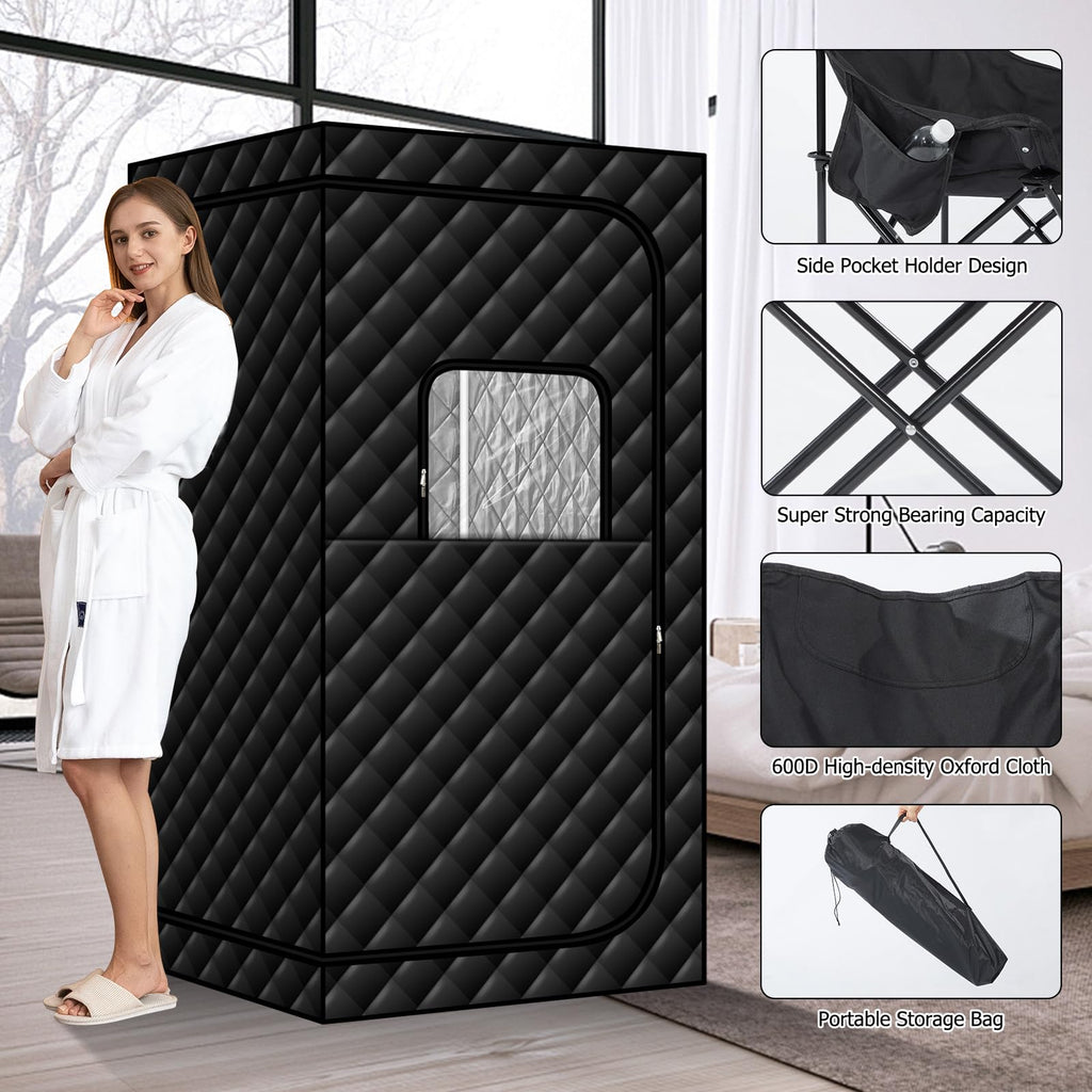 amocane Portable Infrared Sauna with 600nm Red Light, Personal Sauna Spa with Remote Control and Large Foldable Chair, Full Size Dry Heated Home Saunas Tent for Detoxation & Relaxation