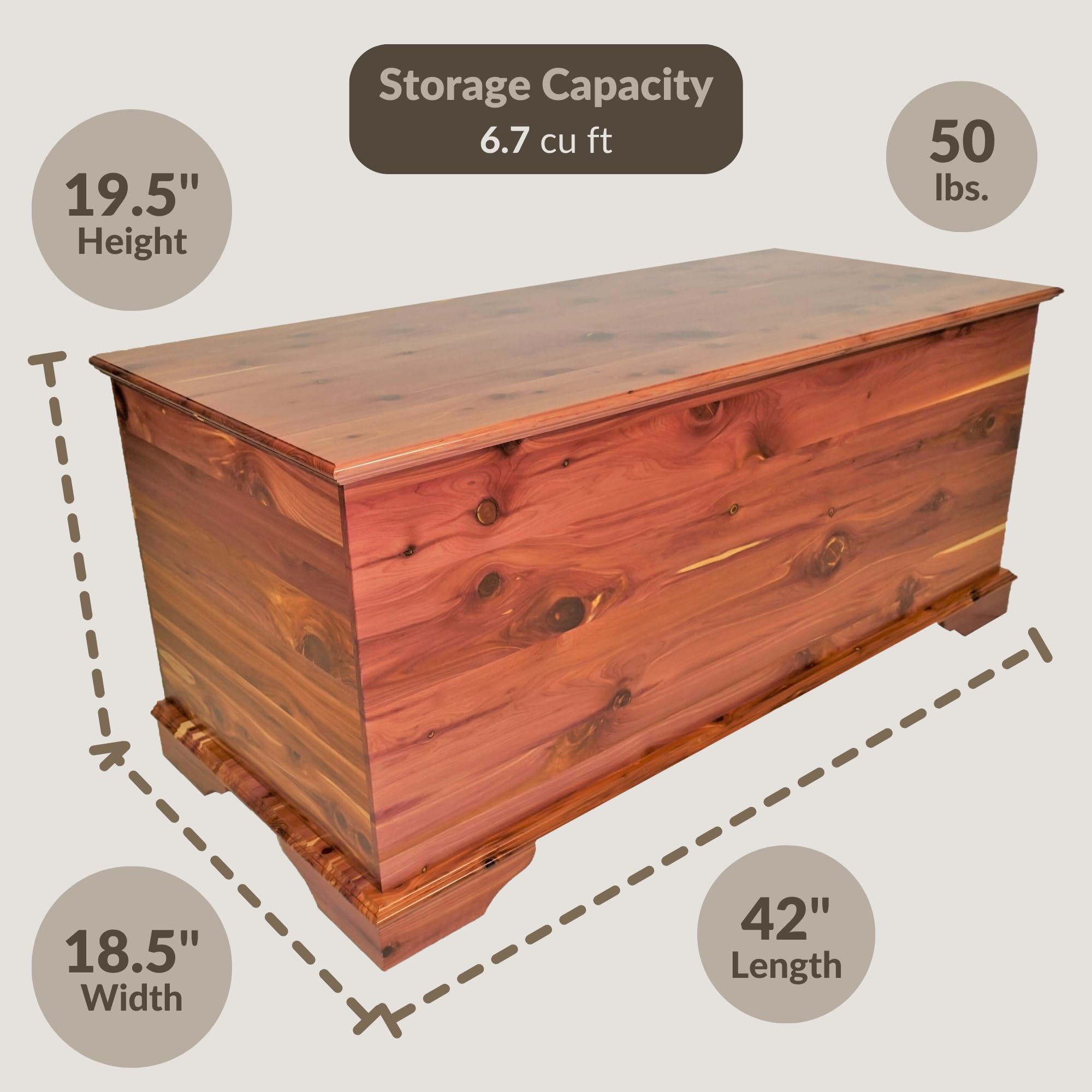 DutchCrafters Rustic Solid Wood Natural Wooden Cedar Chest, Aromatic Cedar Scent - Linen Blanket Storage Chest, Clothes Storage Trunk, End of Bed Storage Bench - Amish Made in USA (42" Width)