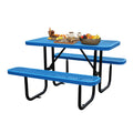 4FT Metal Picnic Tables for Outdoors, Commercial Rectangular Picnic Table and Bench Set for Outside, Patio, Garden, Backyard, Porch, Surface Mount, Blue
