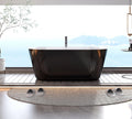 59 Inch Freestanding Bathtub, Acrylic, Deep Soaking Tub with Non-Slip Base, Modern Black Free Standing Tub for Bathrooms, cUPC Certified with Chrome Drain