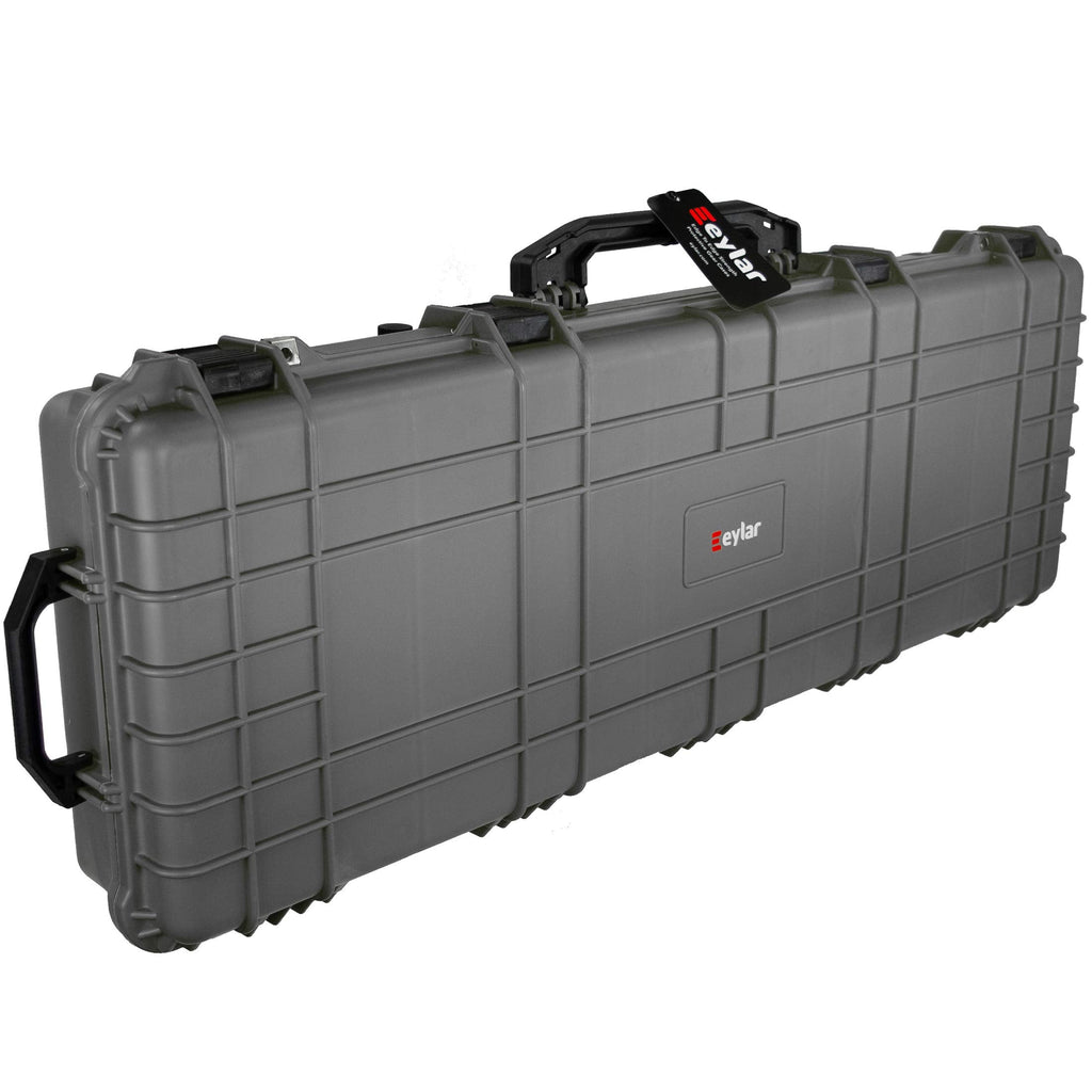 Eylar 53" Inch Protective Roller Rifle Hard Case with Foam, Waterproof & Crushproof, Two Rifles Or Multiple Guns, Pressure Valve with Lockable Fittings Gray (Gray)