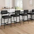 IDEALHOUSE Bar Stools Set of 4 with Armrest, Upholstered Counter Height Bar Stools with w/Backrest and Footrest, 27" Tall Bar Chairs Thick Cushion & Thickened Metal Legs, for Island