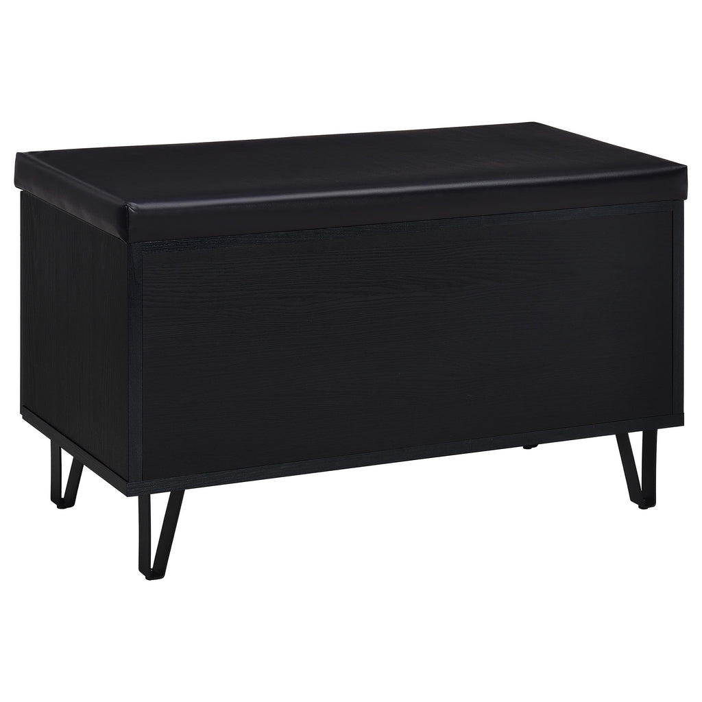 Coaster Home Furnishings Brixton 2-Door Padded Entryway Shoe Storage Bench Black